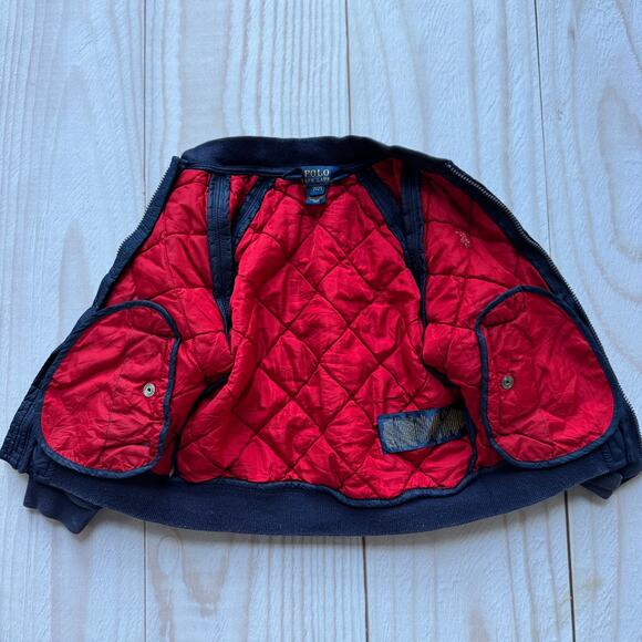 Polo Ralph Lauren Toddler 2T Navy Blue Quilted Bomber Barn‎ Zipper Jacket Coat - Picture 4 of 6